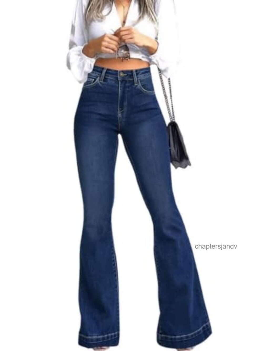High Waisted Flare Bell Bottom Jeans Stretch Denim Butt Lifting Wide Leg